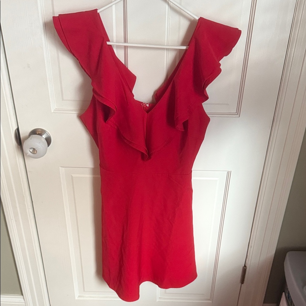 Red Ruffle Sleeveless Dress women’s lulus size large